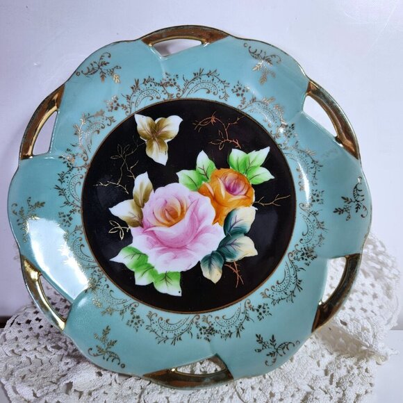 Vintage Shafford Dish Plate Bowl Hand Roses #58 / 805 Decorated Made in Japan - Picture 2 of 9